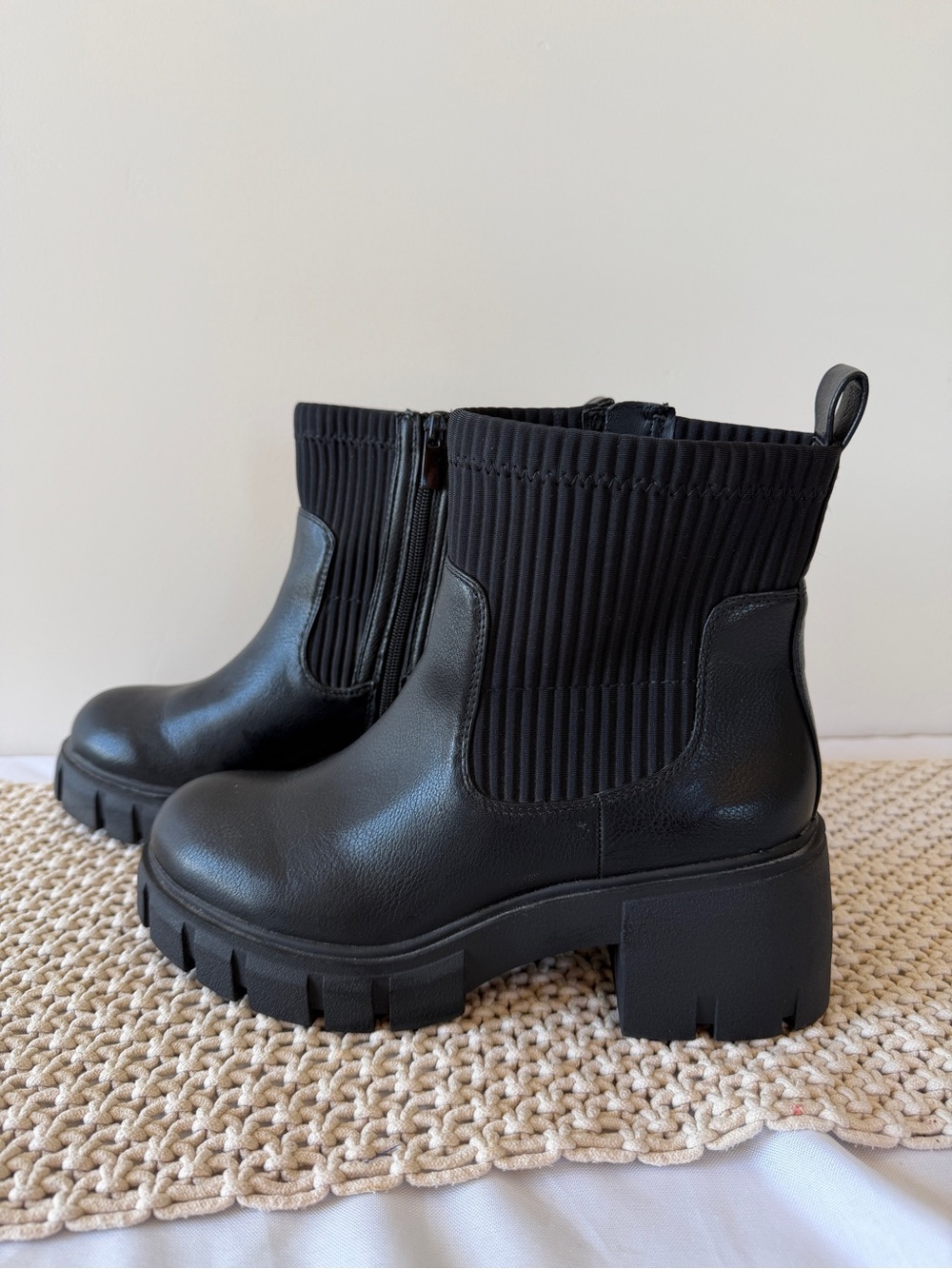 torrid Black Chunky Combat Moto Boots